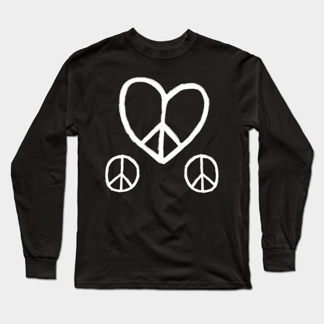 Heart Peace, Peace Love Symbols, Peace Sign Long Sleeve T-Shirt by badlydrawnbabe